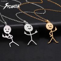 ✻✖ Fishhook Hip Hop Fxck You Necklace Funny Doodle For Man Woman Stickman Middle Finger Chain Rock Punk Pendant Jewelry Fashion New