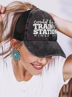 【YD】 Baseball Cap Hot Criss-Cross Ponytail Hat for Distressed Messy Bun Trucker Hats Kinda Day