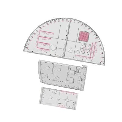 【cw】 3Pcs Math Protractor Measuring Geographic Coordinate Ruler for Office Woodworking