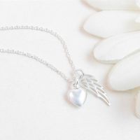 Kinitial Fashion Charm Heart Angel Wing Remembrance Necklace for women Statement Memorial Chain Choker Jewelry Female Gift