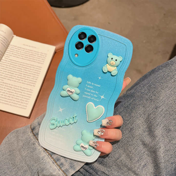 เคสนิ่ม-tpu-3มิติสำหรับ-samsung-galaxy-m53-5g-เคส-samsungm53แฟชั่นแบบพรีเมี่ยมไล่ระดับสี3d-แบบหัวใจหมีเคสป้องกัน