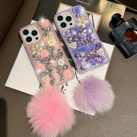 เคสไอโฟน14 Pro Max 13 12 11 Pro Max XS Max XR 7 8 6 6S Plus 13 12พัดลมพกพาเคสหรูหราพลอยเทียมบลิง3มิติลายผีเสื้อมีห่วงโซ่ลูกบอลผ้ากำมะหยี่