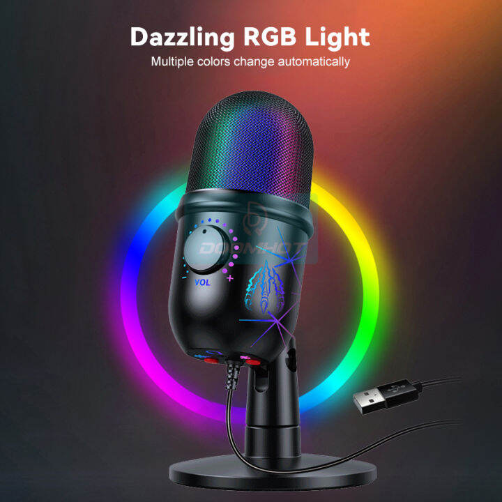 DoomHot USB Microphone Professional RGB Gaming Mic PC Condenser Desktop