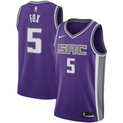 Top Quality 2021 Purple NBA Sacramento Kings Num 5 For Males Basketball Clothes Deaaron Fox Swingman Jersey Genuine Adult High Quality Icon Edition Smallhot