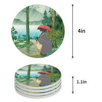 Anime Ceramic Coasters Waterproof Tea Cup Mat Modern Home Decor Coffee Table Decor Coasters for Glasses