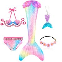 Mermaid Girl Costume Kids Swimming Mermaid Tail Girls Swim Mermaid Costume Cosplay Children Birthday Gift Swimsuit Can Add Fin