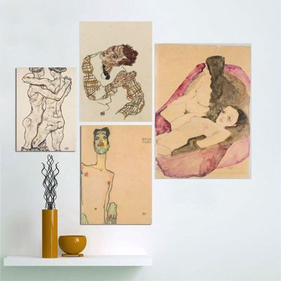 Egon Schiele บทคัดย่อ Body สี Delineation Sketch ผ้าใบ Art พิมพ์ภาพวาดโปสเตอร์ภาพผนังสำหรับห้องนั่งเล่น Home Decor