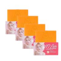 สบู่ไวท์ออร่า แท้ เเพคเกจใหม่ White aura miracle carrot soap ปริมาณ 160 g ก้อนใหญ่   ( 4 ก้อน )