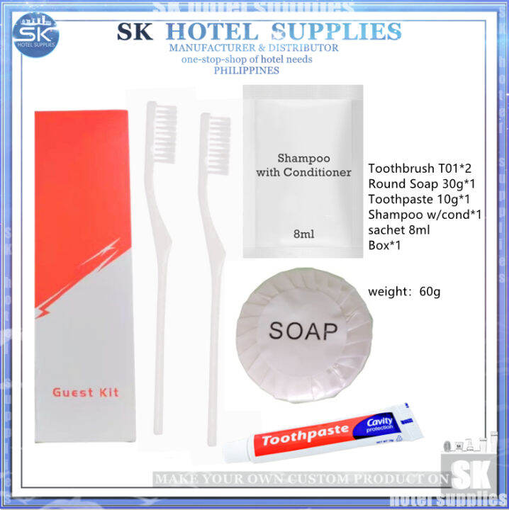 100sets Guest Kit for 2person hotel supplies shampoo sachet toothpaste