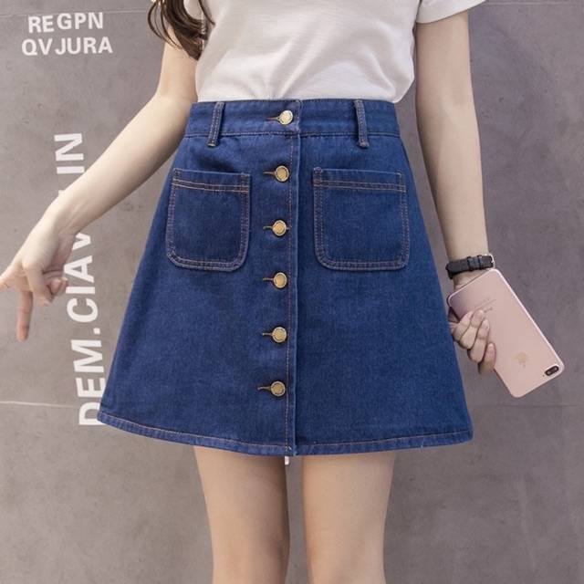 fashionjeans-shop-กระโปรงยีนส์-เอวสูง-กระดุมเลื่่อมสีทองหน้าผ่ากลาง-เก๋ๆ-น่ารักๆ-2005