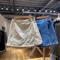 [SR-STUDIO] Brandy Melville BM ใหม่ กระโปรงยีนสั้น เอวสูง ทรงเอ สองชิ้น สไตล์อเมริกันเรโทร สําหรับผู้หญิง