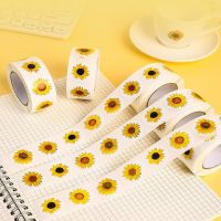 100-500PCS Sunflowers Sticker Roll Packaging Stickers Pack Rolling Thank You Stickers Home Made Small Cartoon Lables for Kids Stickers