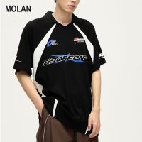 MOLAN แขนสั้นผู้ชายลำลองเสื้อโปโลมีสไตล์ใหม่พิมพ์ลาย