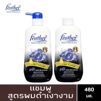 แพ็คคู่สุดคุ้ม Feather Natur Clean&amp;Care Black&amp;Shine Shampoo 480 ml. แฟซ่า แชมพู ผมดำเงางาม 480 มล.