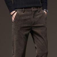 [COD] Corduroy Trousers Elastic Mens Pants and Explosive Business Youth Straight Loose