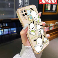 JIUMOO เคสสำหรับ Infinix Hot 10S NFC Hot 10T เคสการ์ตูนน่ารัก Pochacco สุดหรูชุบใหม่เคสมือถือกันกระแทกเคสนิ่มซิลิโคนขอบสี่เหลี่ยมฝาหลังเต็มตัวเคสกันกระแทกกล้อง