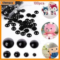 SHENGZU 100pcs งานฝีมือ DIY ตุ๊กตาผ้า 3-12 มม. ตาความปลอดภัยสีดำ การทำหุ่นสัตว์ อุปกรณ์เสริมตุ๊กตา Bears เข็ม Felting