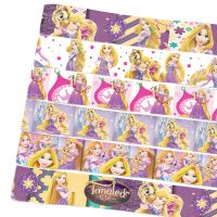 Disney 5 Yards Multi Size Princess Rapunzel Printed Grosgrain Ribbon For Hairbows DIY Craft Supplies Cartoon Ribbons 5Yc3412 Gift Wrapping  Bags