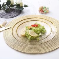 【LZ】™◘  Set of 6 Round Woven Place Mats 38CM Placemats Heat-resistant Non-slip Washable Braided Table Mat For Dining Table Kitchen Decor