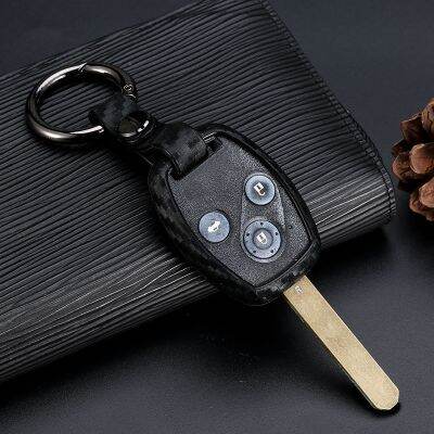 dfthrghd WFMJ Black Carbon Fiber Silicone Car Key Chain Cover For Honda Accord CR-V Odyssey Pilot CR-Z Insight Civic Ridgeline Crosstour