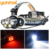 XM-L T6 Headlight Super Bright USB Rechargeable 18650 Battery Headlamp Head Lamp High Power White &amp; Red Light KC08 For Cycling