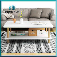 Home Fur โต๊ะกลางโซฟา โต๊ะกาแฟ โต๊ะรับแขก มี 2 ชั้น ทรงสี่เหลี่ยมผืนผ้า