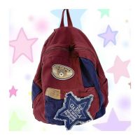 HOT★Vintage Cartoon Bear Preppy Canvas Bags Korean Patchwork Star Letter Students Backpacks Women High-capacity All Match Schoolbags