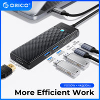 USB C แท่นวางมือถือจอภาพคู่ ORICO 7 In 1อุปกรณ์เสริมสำหรับการเชื่อมต่อกับแลบทอปแท่นวางมือถือ3จอภาพ USB C เพื่อหัวแปลงสัญญาณ HDMI กับ4K HDMI 100W PD 3 USB อะแดปเตอร์สำหรับ MacBook จอภาพ Dell/ HP/พื้นผิว/Lenovo