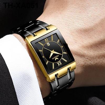 New square dial mens watch mechanical male student fashion business waterproof calendar temperament