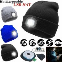 【YD】 Lighted Beanie Cap Led Knitted With Lamp USB Rechargeable Flashlight Knit Hat Fishing Caps