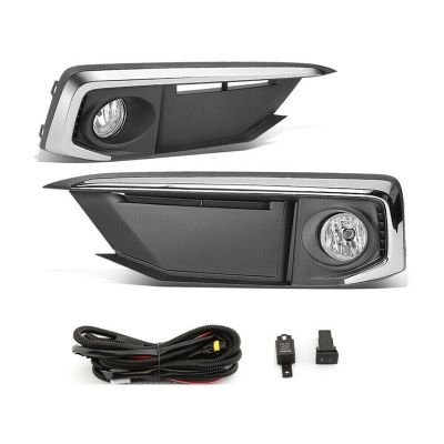 For 2019-2020 Honda Civic Coupe/Sedan Front Bumper Fog Light Lamp Cover with Harness Switch Set