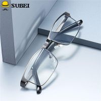 SUBEI Ultra-light Computer Readers Eyeglasses Optical Men Business Reading Glasses Anti Blue Light 1.0 4.0 Stainless Steel Rectangle Mens Presbyopic Glasses/Multicolor