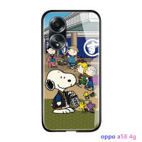 เคสตุ๊กตาสุนัขไล่ระดับสีสำหรับเด็กผู้หญิงพิมพ์ลายการ์ตูนหรูหรา4G สำหรับ OPPO A58เคสใส่โทรศัพท์กระจกนิรภัยมันวาว