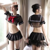 ◇▣ Japanese School Girl Uniform Costume Fancy solid color bowknot 2pcs Dress sexy lingerie