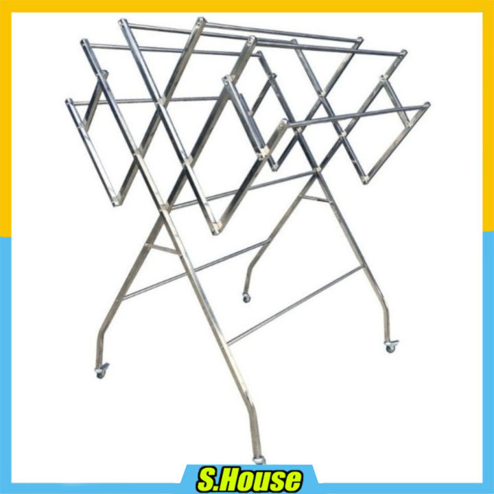 Foldable Rack Stainless Steel Cloth Hang Dry Wheel Rak Ampaian Sidai ...