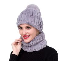 Zdudu SHOP ผ้าพันคอขนเฟอร์สำหรับผู้หญิง,ผ้าพันคอหมวกผู้หญิงกระต่ายเร็กซ์แท้เซ็ทหมวกผ้าพันคอฤดูหนาว