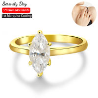 Serenity วัน1กะรัตจริง D สี5*10มิลลิเมตรภรรยาตัด Moissanite แหวนสำหรับผู้หญิงของขวัญ S925เงินสเตอร์ลิงวงเครื่องประดับ Fine