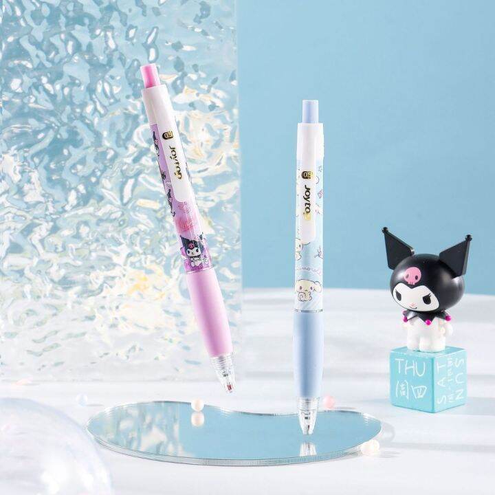 new-5pcs-sanrio-quick-dry-gel-pen-0-5mm-black-click-pen-student-stationery-melody-kuromi-pochacco-hello-kitty