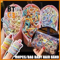 BTC3 100PCS/Bag เด็กทารก ยาง สีสันสดใส ที่มัดผมหางม้า ที่คาดผมเด็ก กิ๊บติดผม ที่คาดผม