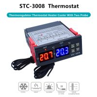 Dual Digital STC 3008 Temperature Controller Two Relay Output Thermostat Heater with Probe 12V 24V 220V Home Fridge Cool Heat