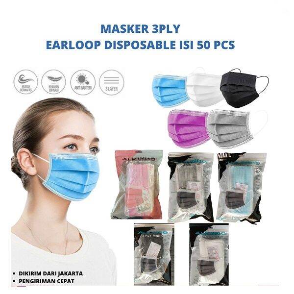 Masker 3 Ply Disposable Mask 50 Pcs RJ | Lazada Indonesia