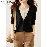 OULINNA เสื้อถักแขน3/4สำหรับผู้หญิง,เสื้อแขนบานบางทรงดิ้นประดับลูกไม้ด้านในพื้นเข้ารูปพอดีสไตล์ฤดูใบไม้ผลิสีขาว