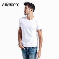 SIMWOOD เสื้อยืด2022ฤดูร้อนใหม่สีพื้นเสื้อยืดผ้าฝ้ายสลิมฟิตคอกลมสำหรับผู้ชายเสื้อยืดระบายอากาศได้ดีคุณภาพสูง190115