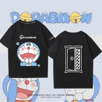 เสื้อยืดแขนสั้นลําลอง ผ้าฝ้ายแท้ พิมพ์ลายการ์ตูนแมว Doraemon Tinkerbell สําหรับผู้ชาย และผู้หญิง