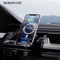 Borofone ที่วางโทรศัพท์ในรถติดที่ชาร์จแบตในรถไร้สายแม่เหล็ก15W ขาตั้งสำหรับ Iphone 12 11 Pro Max ชาร์จเร็ว