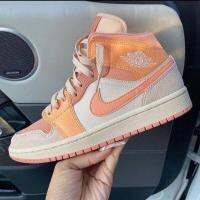 2023 Hot Sale [Original✅] ΝΙΚΕ A J 1 Mid Apricot Orange White and Pink Mid-Top Basketball Shoes Casual Sneakers {Free Shipping}