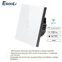 EsooLi รีโมทแอปไร้สายสวิตช์สมาร์ททัช WIFI หน้าจอโทรศัพท์คริสตัลสวิทช์ไฟติดผนังใช้งานได้กับ Alexa/google Home