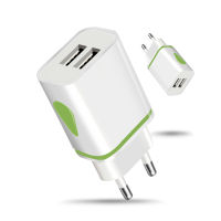 USB Charger Travel Fast Charging Adapter แบบพกพา Dual Wall Charger เครื่องชาร์จศัพท์มือถือสำหรับ 12 11 XR Samsung S9 Xiaomi