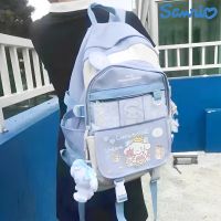 อะนิเมะ Sanrio ตุ๊กตาหนานุ่มของเล่น Cinnamoroll กระเป๋าเป้สะพายหลังเด็กสาวเด็กชายสีดำกระเป๋านักเรียน Kawaii โรงเรียนกระเป๋าขนาดใหญ่คอมพิวเตอร์ของขวัญนักเรียน