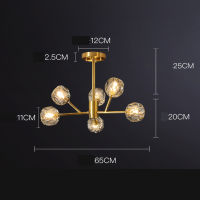 Modern Minimalist Living Room Lamp Led Crystal Chandelier Molecular Lamp Bedroom Lamp All Copper Luster Home Lighting Luminaire